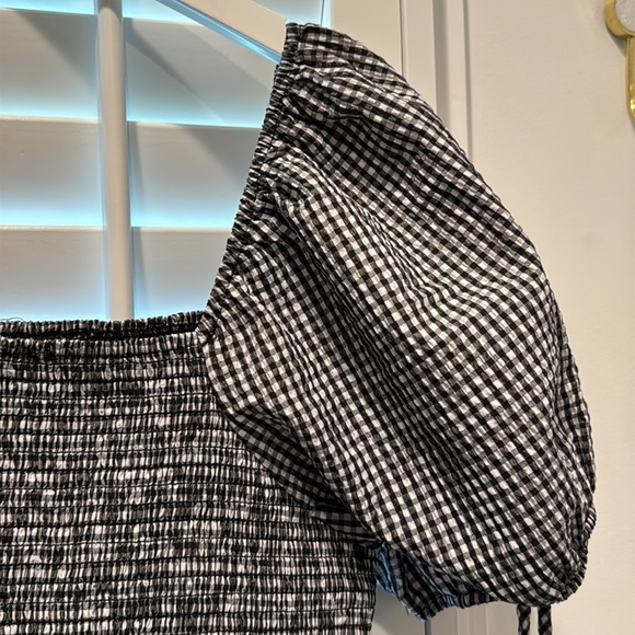 Forever 21 size 2X gingham, black and white checkered baby doll sleeve dress - Picture 6 of 7
